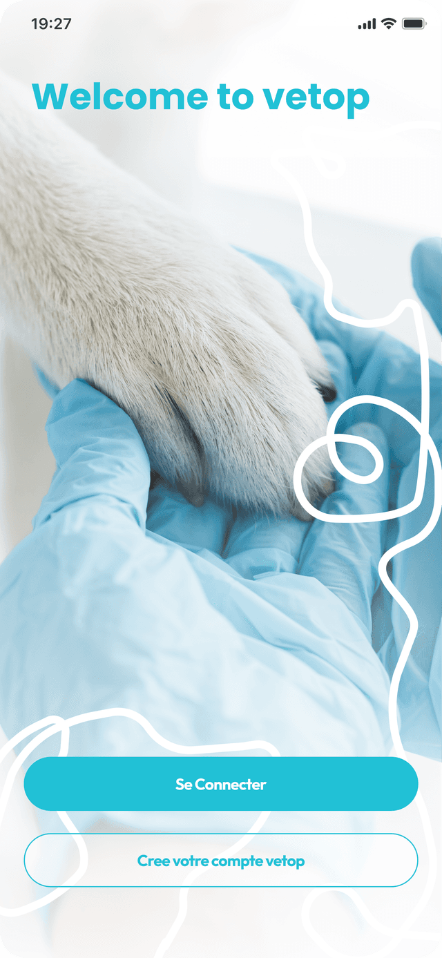 Vetop mobile app - Welcome screen